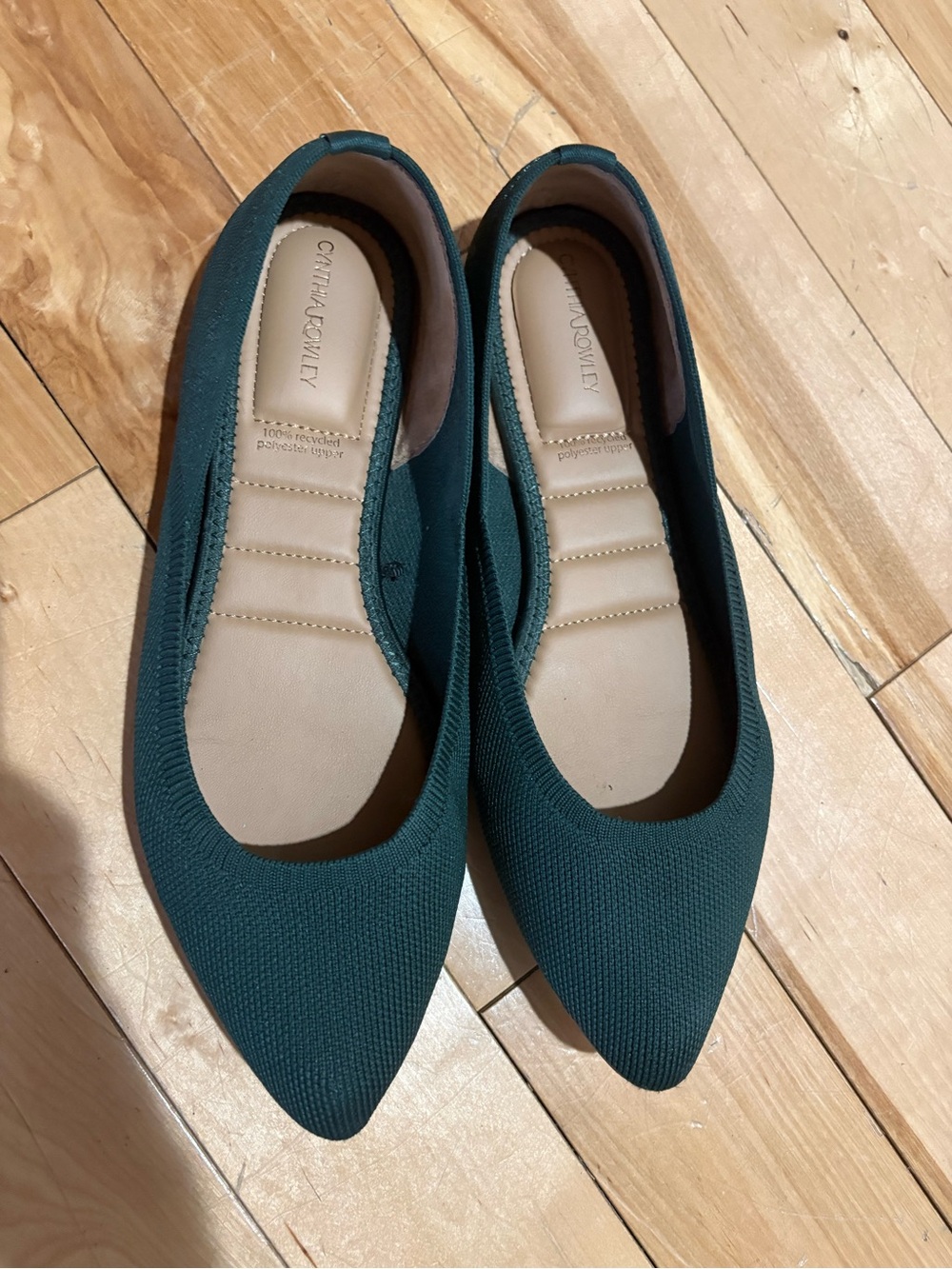 Cynthia Rowley Pointed-Toe Knit Ballet Flats in Deep Teal